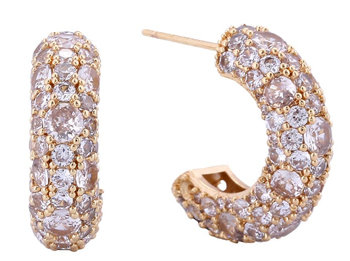 SJE311091 14K Dipped Chunky Pave CZ Post Earrings - MiMi Wholesale