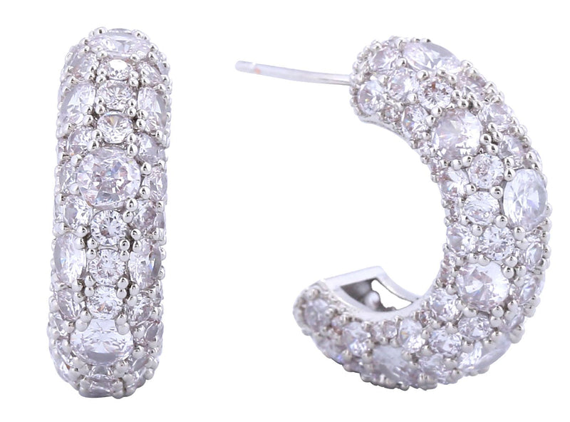 SJE311091 14K Dipped Chunky Pave CZ Post Earrings - MiMi Wholesale