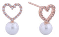 SJE311097 14K Open Heart Pearl Post Earrings - MiMi Wholesale