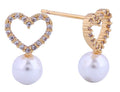 SJE311097 14K Open Heart Pearl Post Earrings - MiMi Wholesale