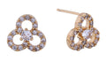 SJE311104 14K Trinity Jeweled Post Earrings - MiMi Wholesale