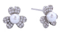 SJE311106 14K Dipped Clover Pinwheel Pearl Post Earrings - MiMi Wholesale