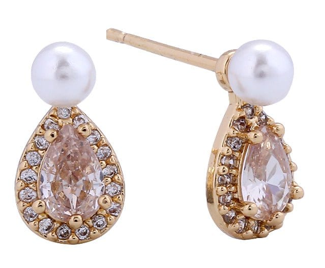 SJE311107 14K Dipped Pearl Drop Cut Post Earrings - MiMi Wholesale