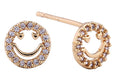 SJE311112 14K CZ Bordered Smile Post Earrings - MiMi Wholesale