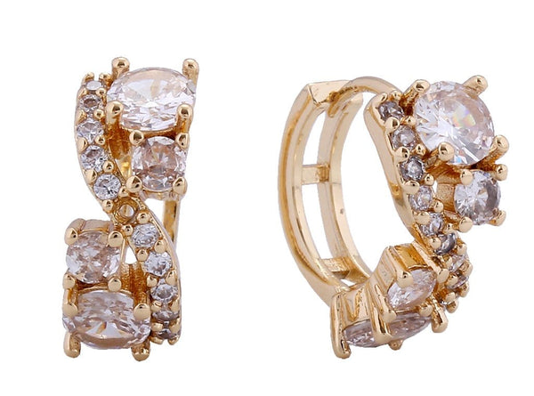 SJE311139 14K Dipped CZ Cluster Hoop Earrings - MiMi Wholesale