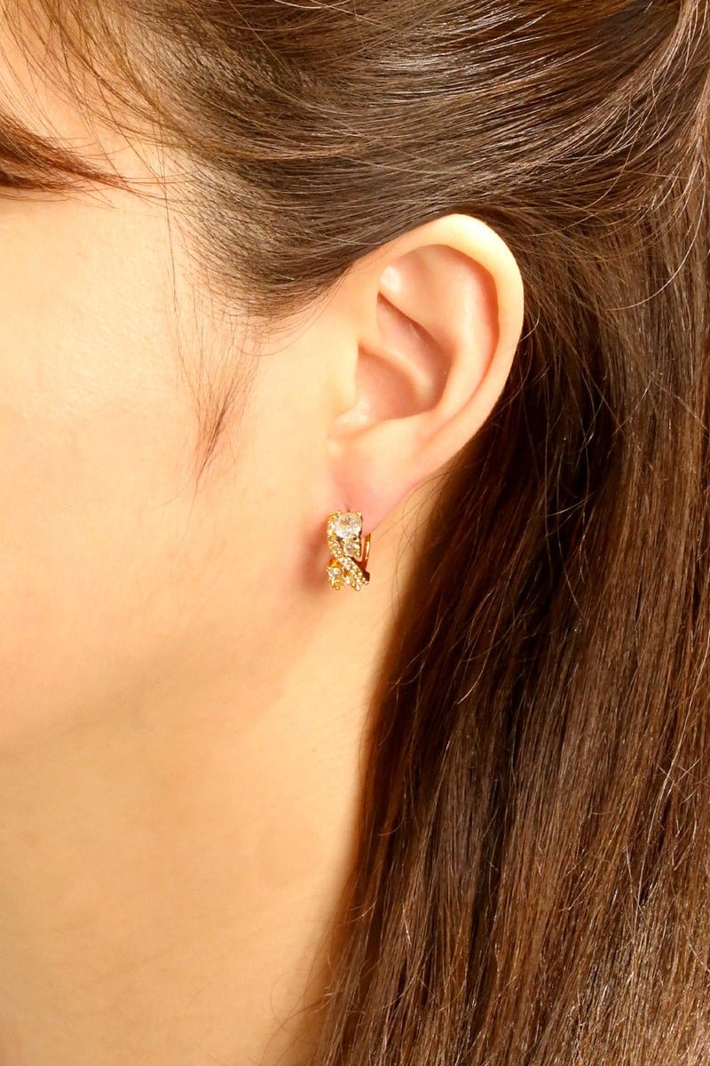 SJE311139 14K Dipped CZ Cluster Hoop Earrings - MiMi Wholesale
