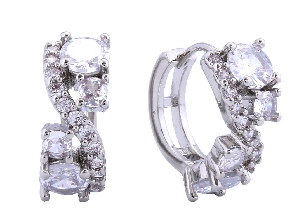 SJE311139 14K Dipped CZ Cluster Hoop Earrings - MiMi Wholesale