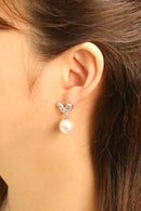 SJE311143 14K Pearl Heart Pendant Drop Earrings - MiMi Wholesale