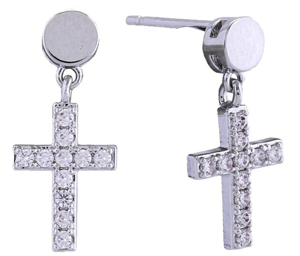 SJE311145 14K Dangling Cross Post Earrings - MiMi Wholesale