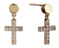 SJE311145 14K Dangling Cross Post Earrings - MiMi Wholesale