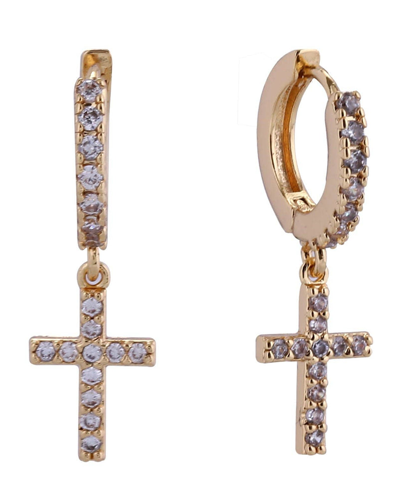 SJE311148 14K Cross Dangle Earrings - MiMi Wholesale