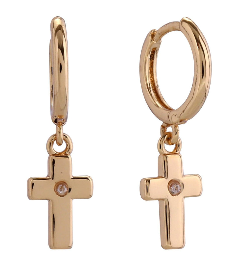 SJE311149 14K Dipped Cross Drop Earrings - MiMi Wholesale