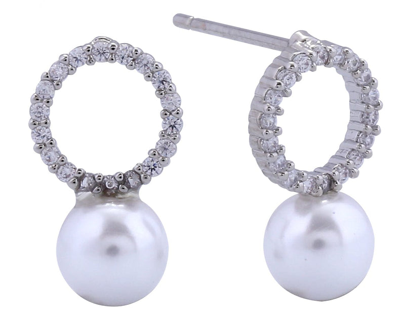 SJE311153 14K Dipped Open Ring Pearl Post Earrings - MiMi Wholesale