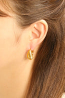 SJE311155 14K Thin Ribbed Hoop Earrings - MiMi Wholesale