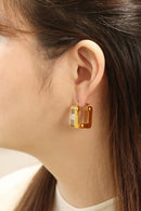 SJE311179 14k Dipped Matrix Square Earrings - MiMi Wholesale