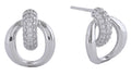 SJE311270 14K Dipped Double Loop Hoop CZ Post Earrings - MiMi Wholesale