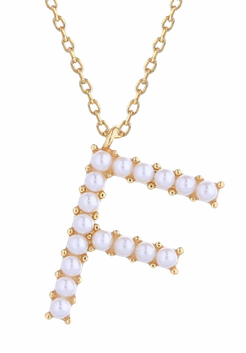 SJN330010 14K Dipped Pearl Letter Initial Necklace - MiMi Wholesale