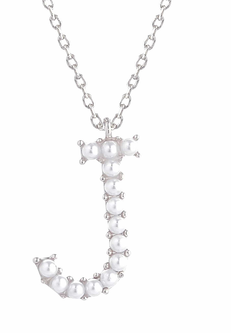 SJN330010 14K Dipped Pearl Letter Initial Necklace - MiMi Wholesale