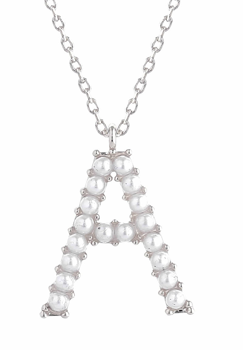 SJN330010 14K Dipped Pearl Letter Initial Necklace - MiMi Wholesale