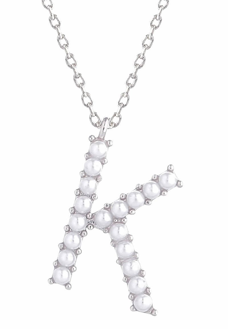 SJN330010 14K Dipped Pearl Letter Initial Necklace - MiMi Wholesale