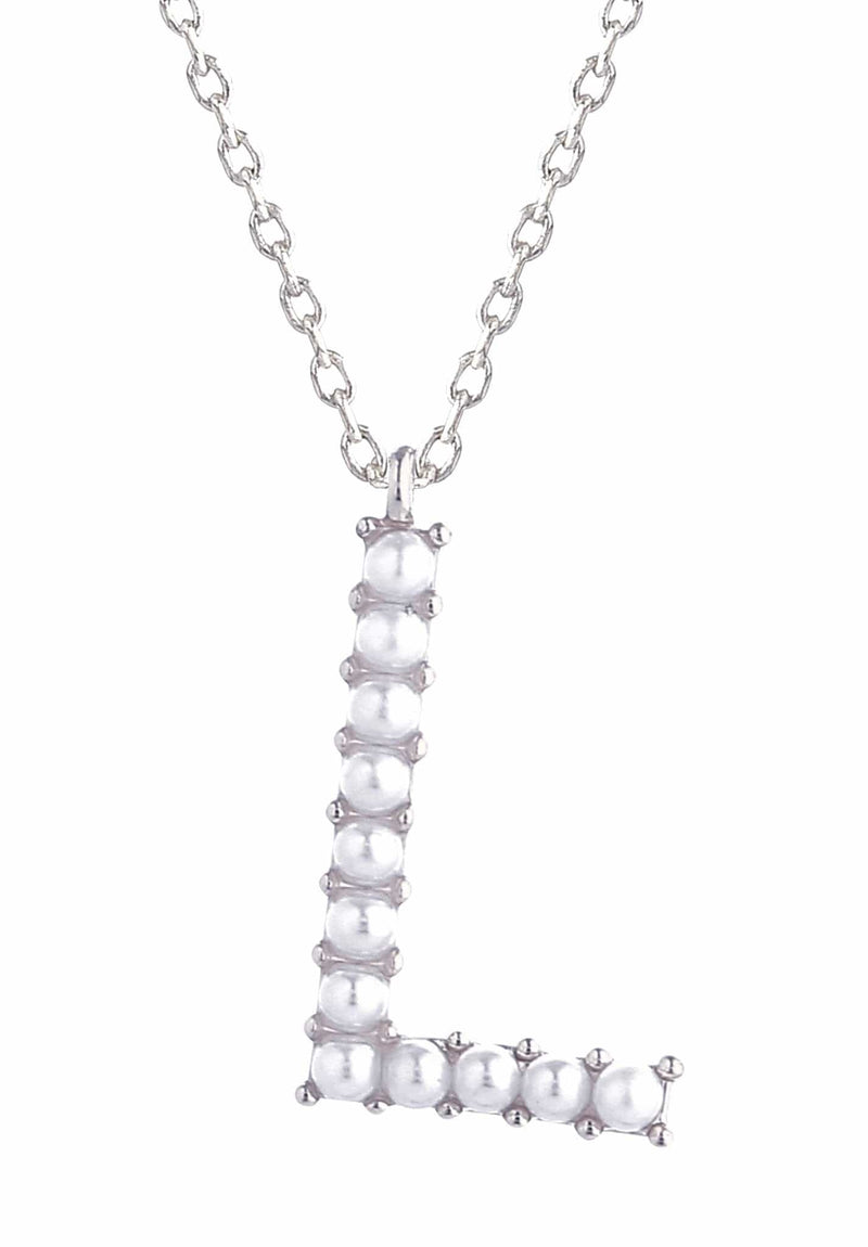 SJN330010 14K Dipped Pearl Letter Initial Necklace - MiMi Wholesale