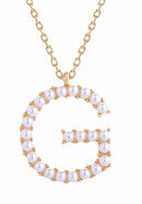 SJN330010 14K Dipped Pearl Letter Initial Necklace - MiMi Wholesale