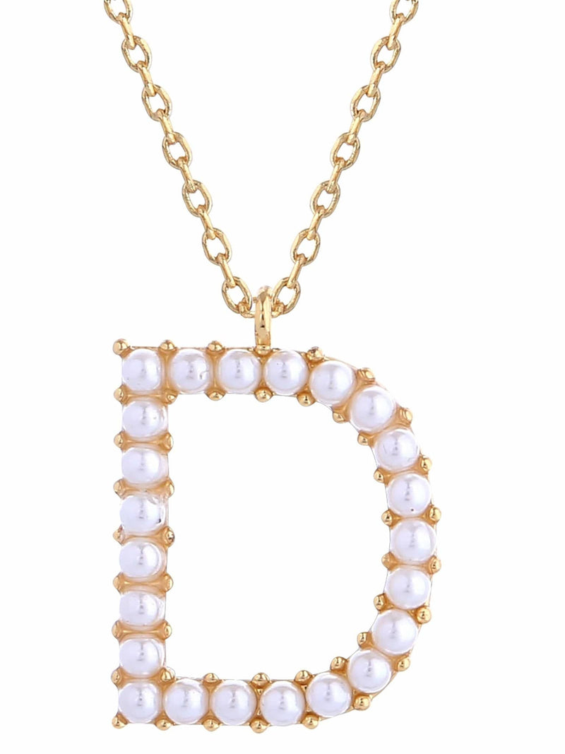 SJN330010 14K Dipped Pearl Letter Initial Necklace - MiMi Wholesale