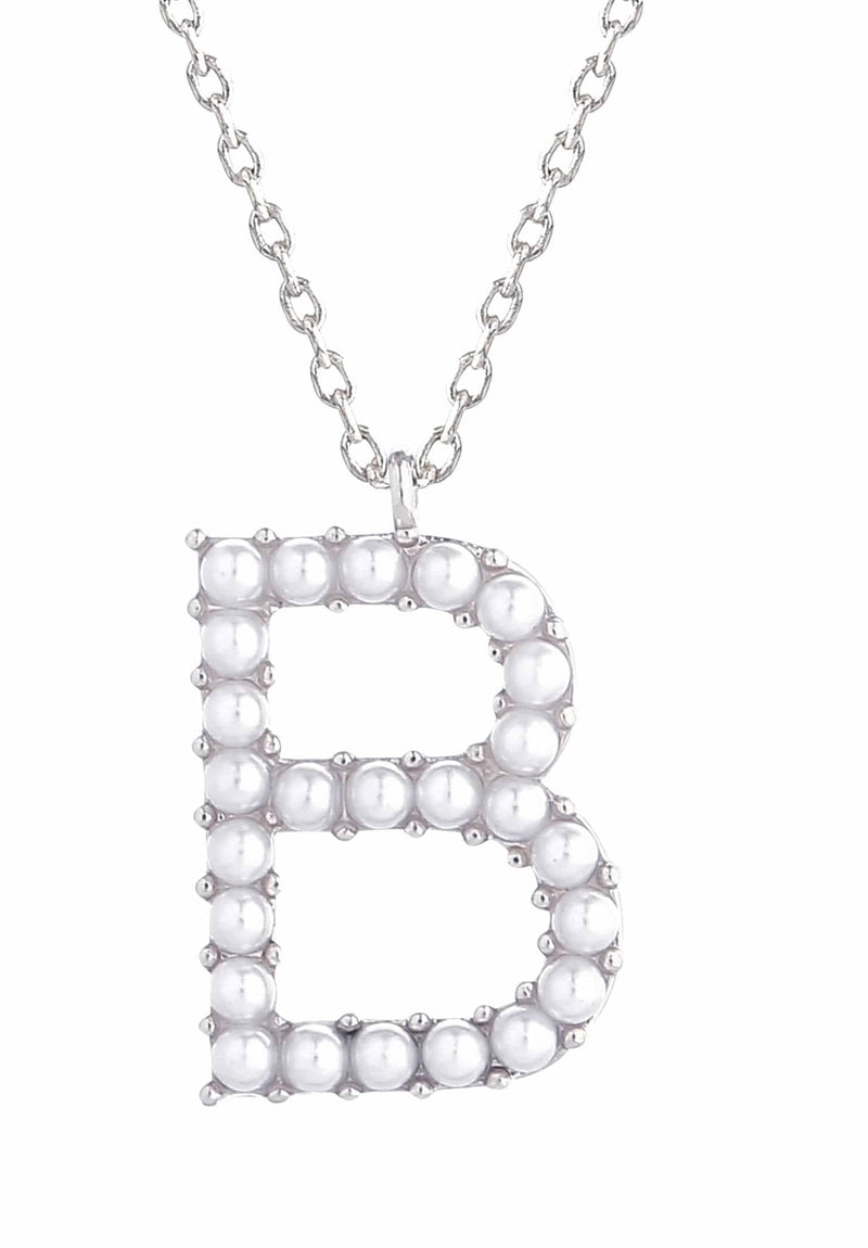 SJN330010 14K Dipped Pearl Letter Initial Necklace - MiMi Wholesale