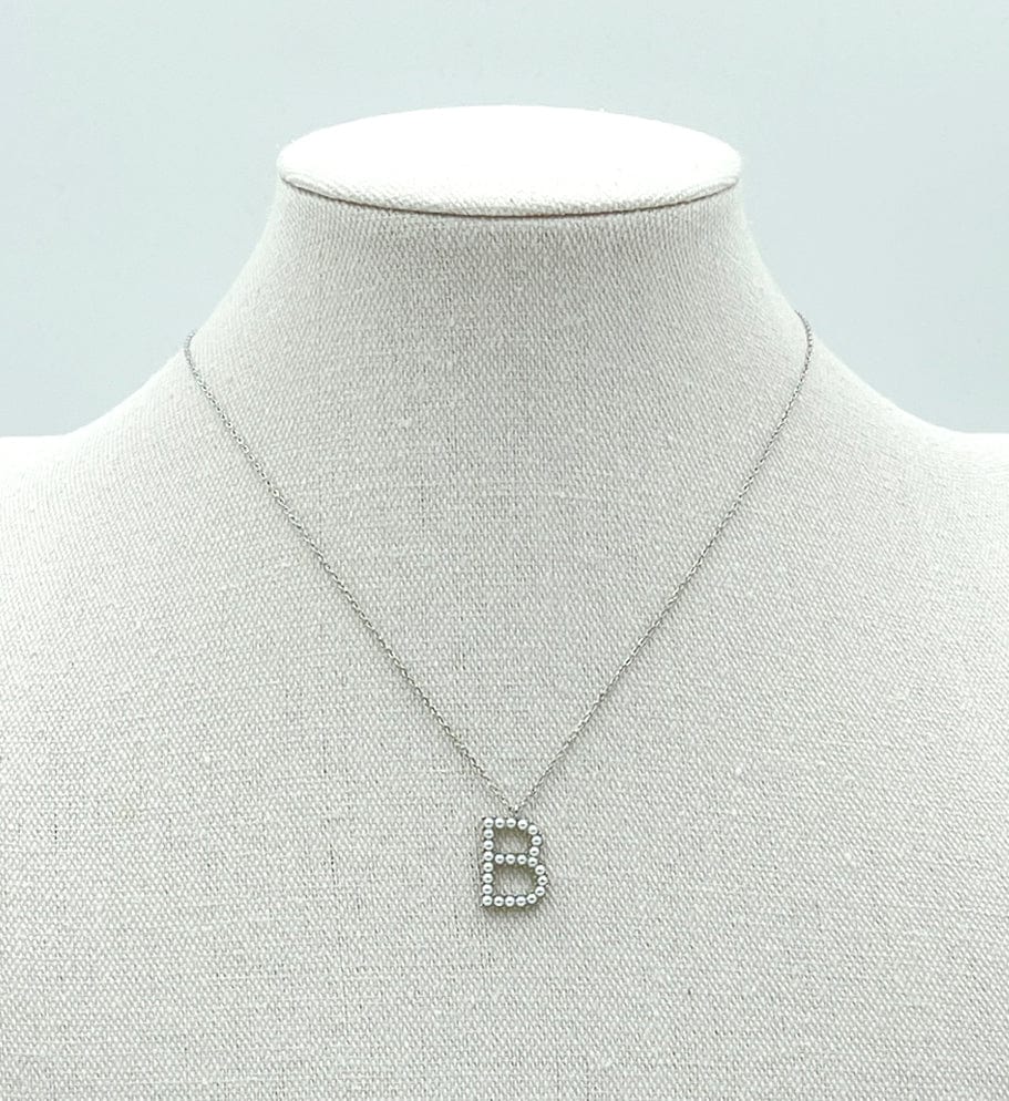 SJN330010 14K Dipped Pearl Letter Initial Necklace - MiMi Wholesale