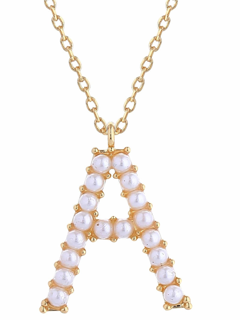 SJN330010 14K Dipped Pearl Letter Initial Necklace - MiMi Wholesale