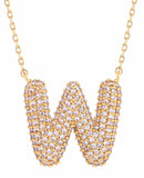 SJN330011 White Gold CZ Initial Letter Necklace - MiMi Wholesale