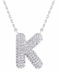 SJN330011 White Gold CZ Initial Letter Necklace - MiMi Wholesale