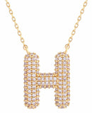 SJN330011 White Gold CZ Initial Letter Necklace - MiMi Wholesale