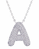 SJN330011 White Gold CZ Initial Letter Necklace - MiMi Wholesale