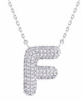 SJN330011 White Gold CZ Initial Letter Necklace - MiMi Wholesale