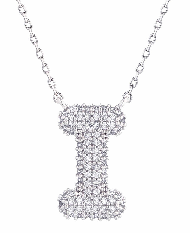 SJN330011 White Gold CZ Initial Letter Necklace - MiMi Wholesale