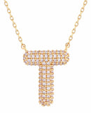 SJN330011 White Gold CZ Initial Letter Necklace - MiMi Wholesale