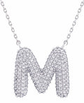 SJN330011 White Gold CZ Initial Letter Necklace - MiMi Wholesale