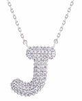 SJN330011 White Gold CZ Initial Letter Necklace - MiMi Wholesale