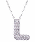 SJN330011 White Gold CZ Initial Letter Necklace - MiMi Wholesale