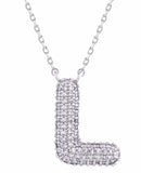 SJN330011 White Gold CZ Initial Letter Necklace - MiMi Wholesale