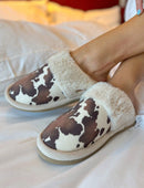 SPE0001 Cow Print Furry Slippers - MiMi Wholesale