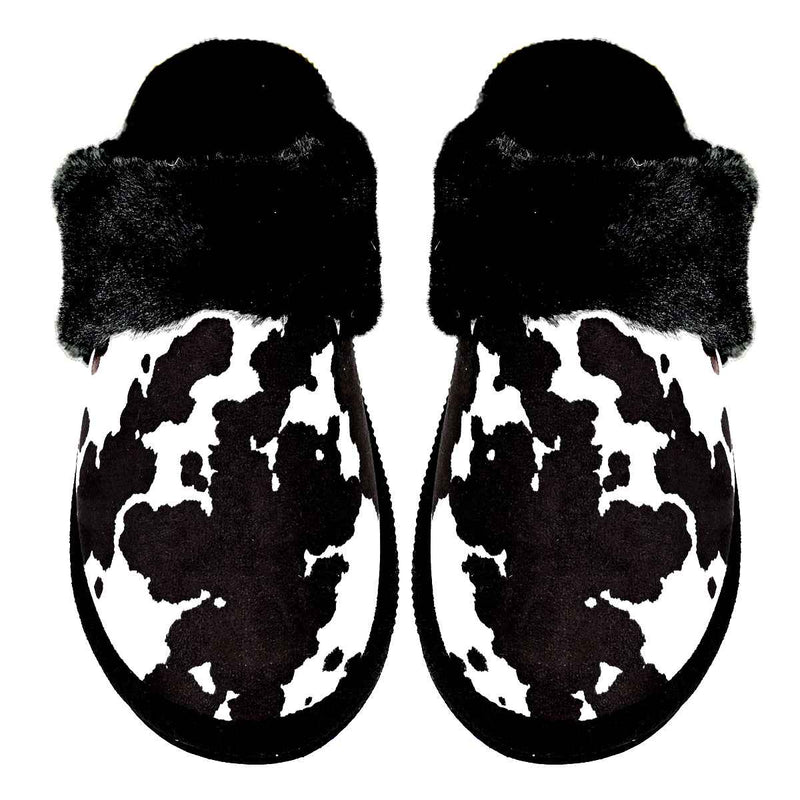 SPE0001 Cow Print Furry Slippers - MiMi Wholesale