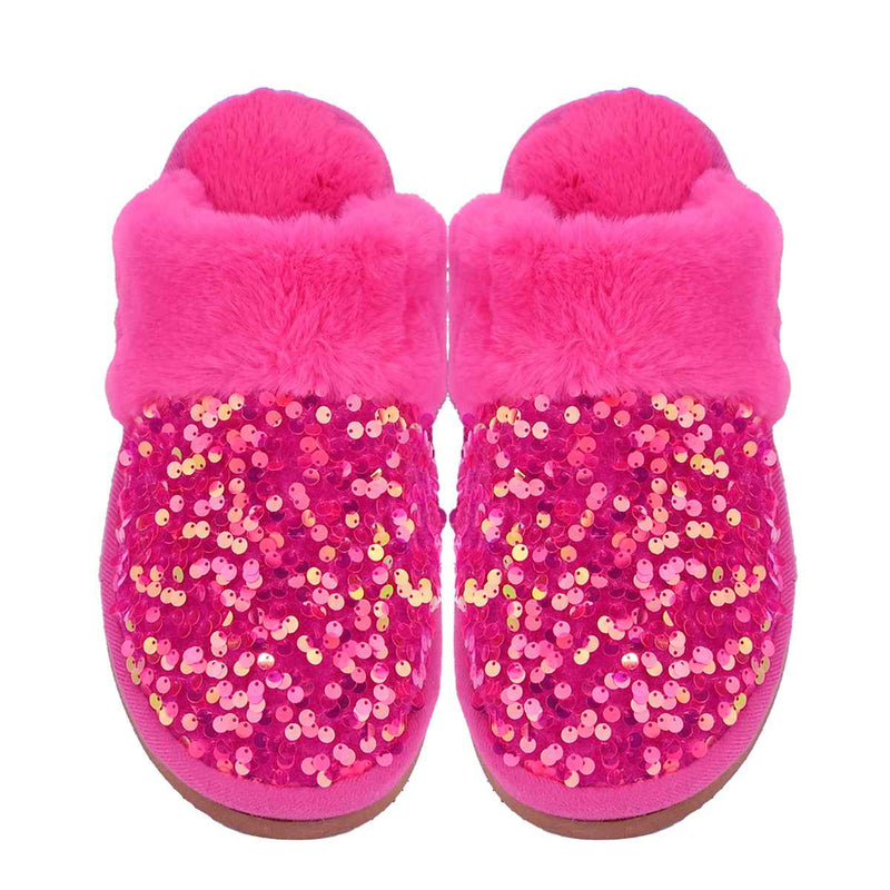 SPE0012 Sequin Furry Slippers - MiMi Wholesale