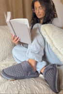 SPE0032 Waffle Knit Furry Slippers - MiMi Wholesale