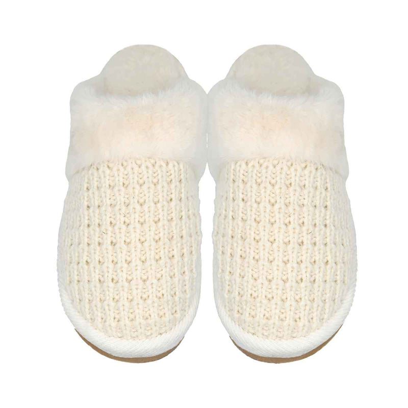 SPE0032 Waffle Knit Furry Slippers - MiMi Wholesale