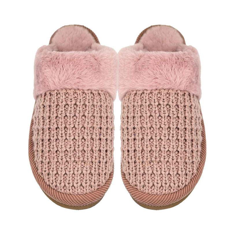 SPE0032 Waffle Knit Furry Slippers - MiMi Wholesale