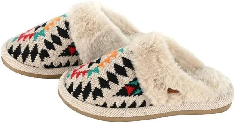 SPE3001 Aztec Pattern Furry Slippers - MiMi Wholesale