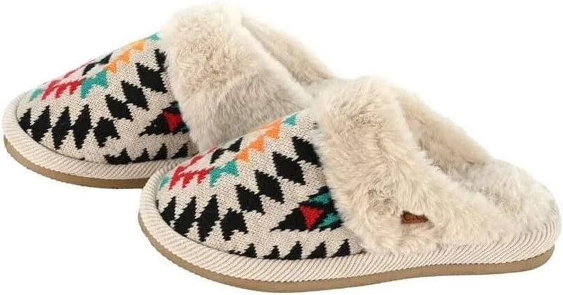 SPE3001 Aztec Pattern Furry Slippers - MiMi Wholesale
