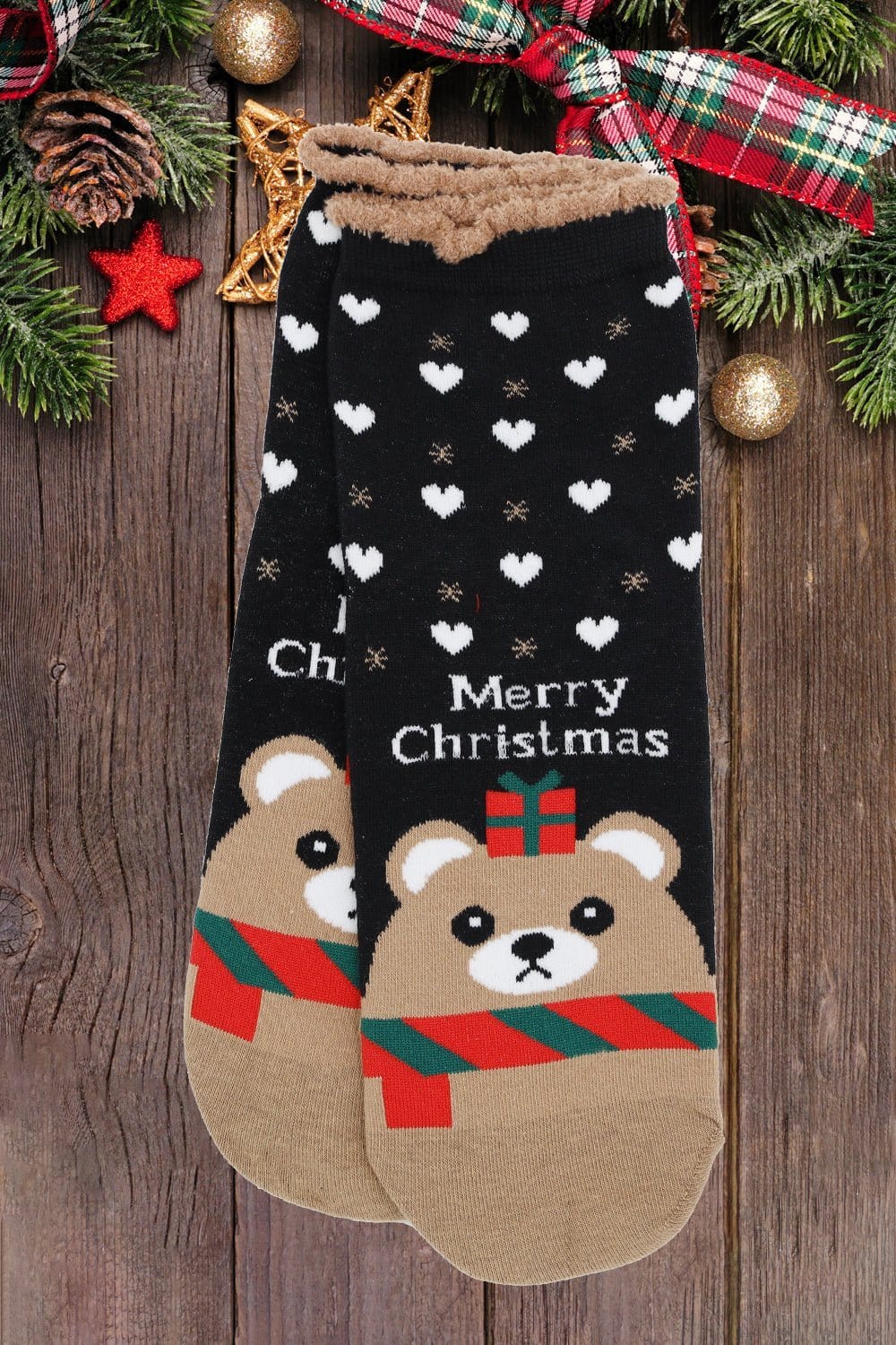 SS1010 Assorted Fuzzy Christmas Socks 12 Piece Pack - MiMi Wholesale